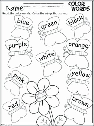 Color Word Worksheets for Kindergarten Free Color Word Worksheets