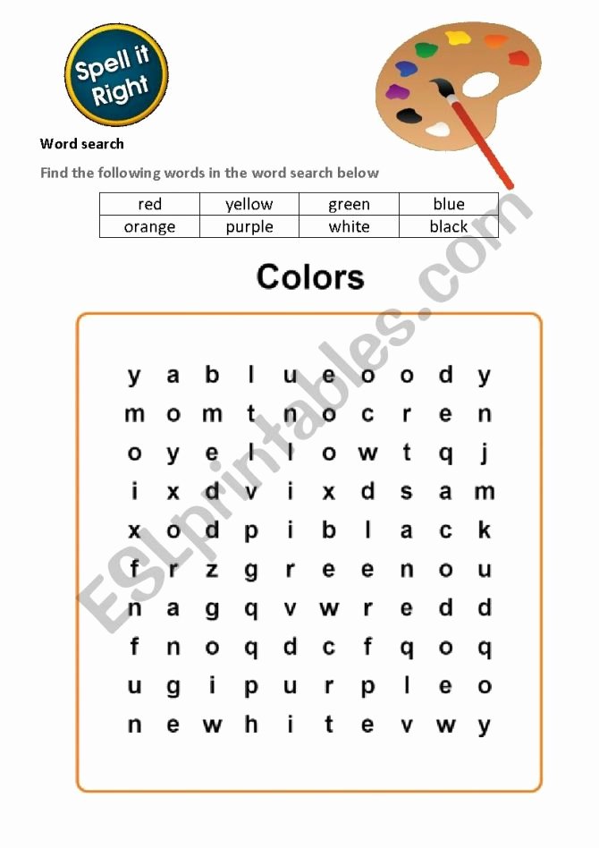 Color Word Worksheets for Kindergarten Spelling Color Words Worksheet Kids Worksheets Colors Word