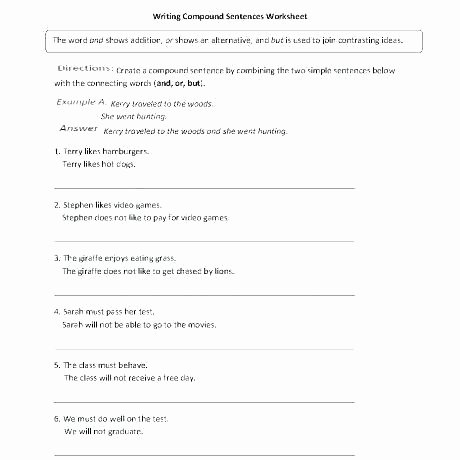 Combining Sentences Worksheet 5th Grade Write A Pound Sentence Structure Worksheets Writing