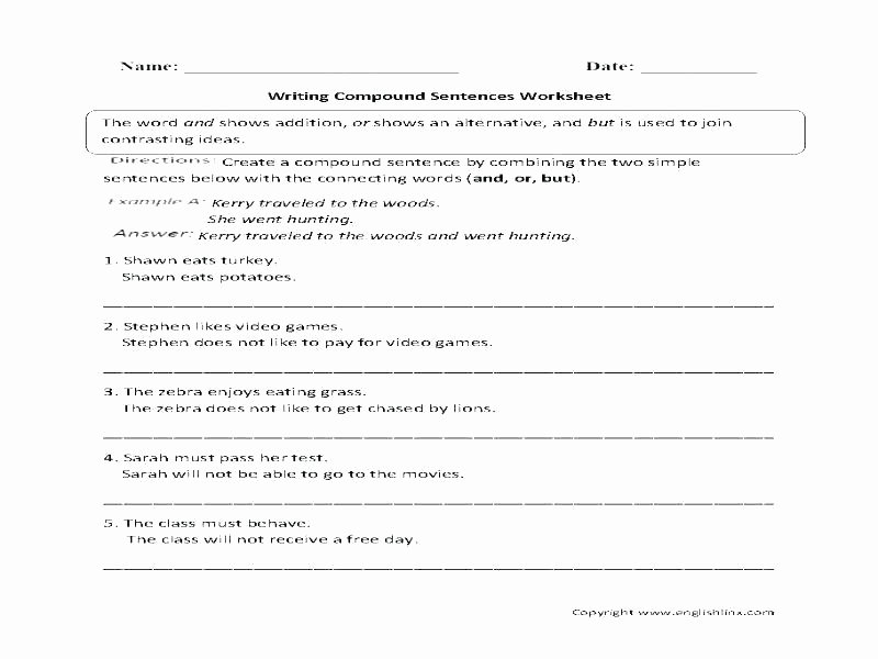 Combining Sentences Worksheets 5th Grade Simple Sentences to Pound Sentences Worksheets