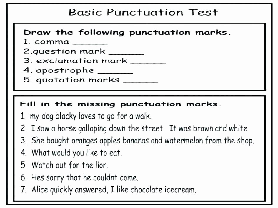 Comma Worksheets 2nd Grade Punctuation Worksheets Free Punctuation Worksheets Grade 4