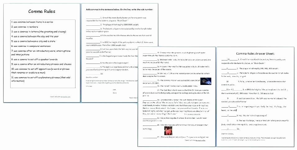 Comma Worksheets Middle School Free Printable Ma Worksheets Free Printable
