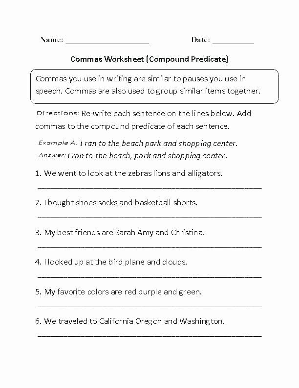 Commas Worksheet 3rd Grade Ma Exercises Worksheets Wetlands Worksheets Grade 6