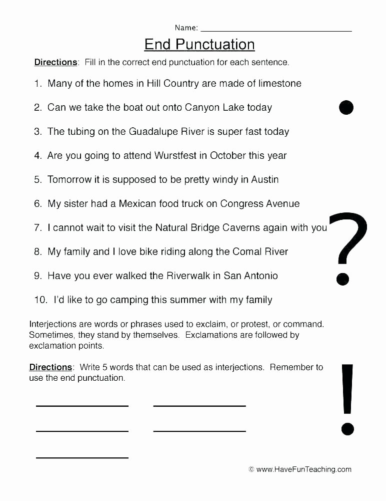 Commas Worksheet 4th Grade Capitalization Worksheets Grade Practice and End Punctuation