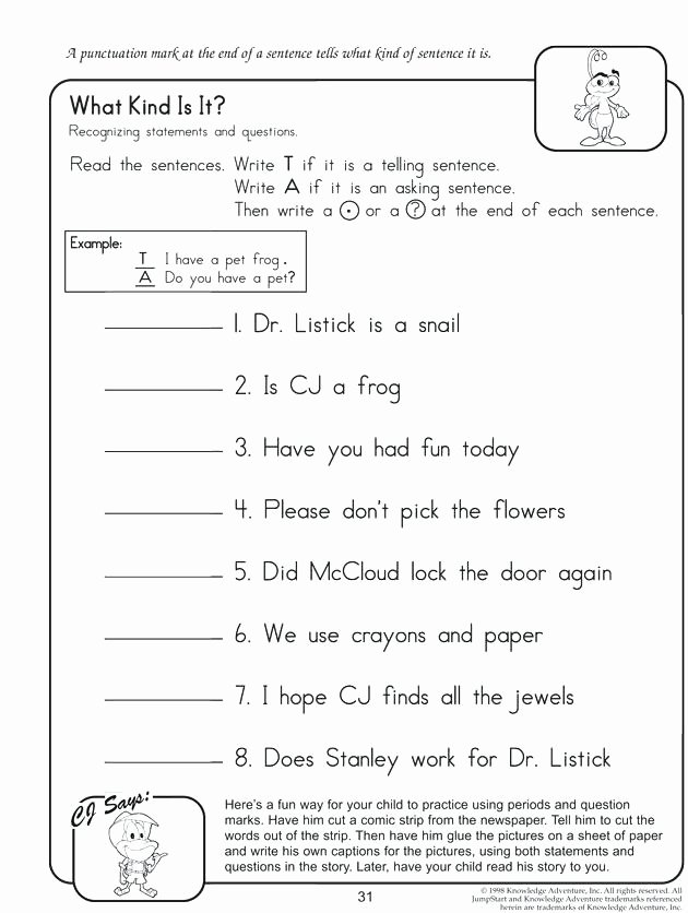 Commas Worksheet 4th Grade Kinds Sentences Worksheets 4th Grade What Kind is It