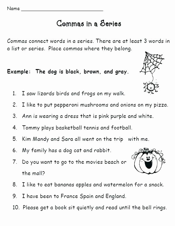 Commas Worksheet 5th Grade Ma Practice Worksheets High School