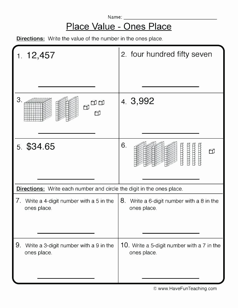 Common Core Worksheets Place Value Place Value Worksheets Chart 4th Grade 4