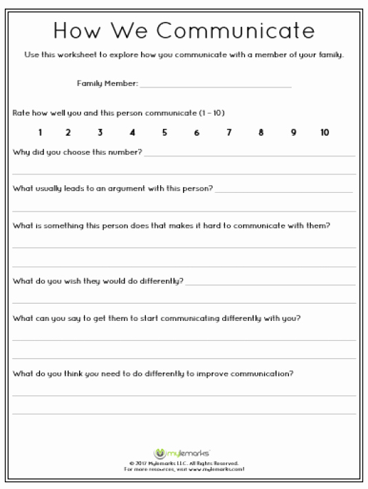 Communication Worksheets for Adults Munication Between Family Members is Important for