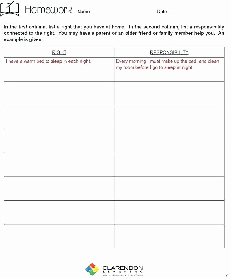 Communication Worksheets for Adults Teaching Responsibility Worksheets Respecting Parents In