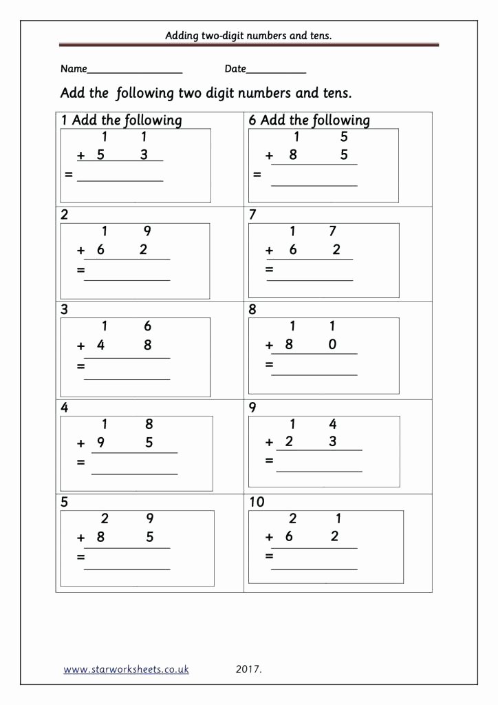 Comparing 2 Digit Numbers Worksheets Adding 2 Digit Numbers Worksheets