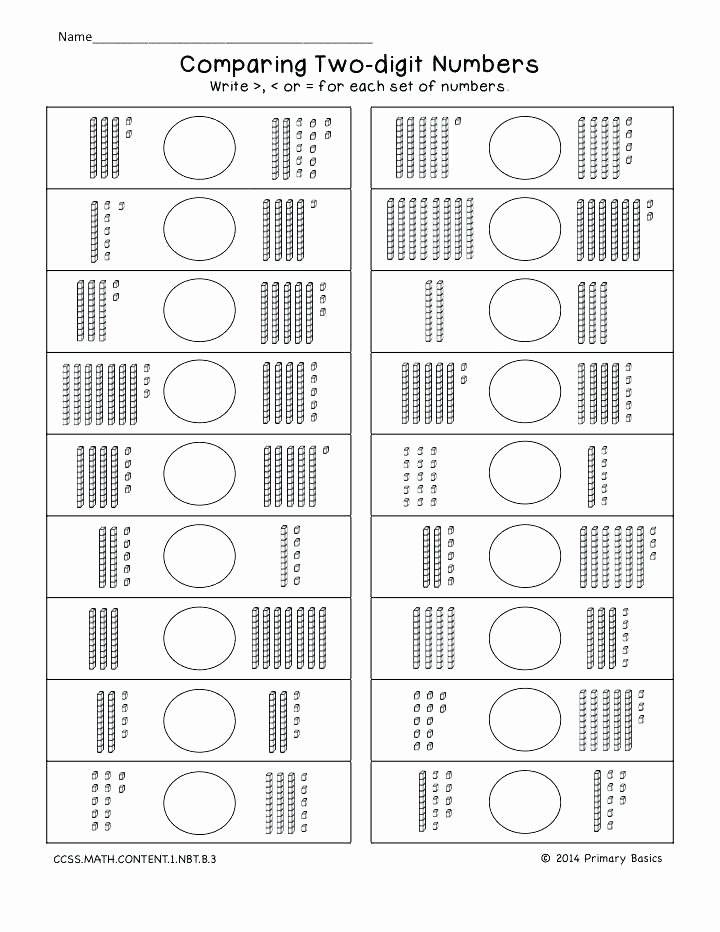 Comparing 2 Digit Numbers Worksheets Adding Tens and Es Worksheets for Grade to Two Digit