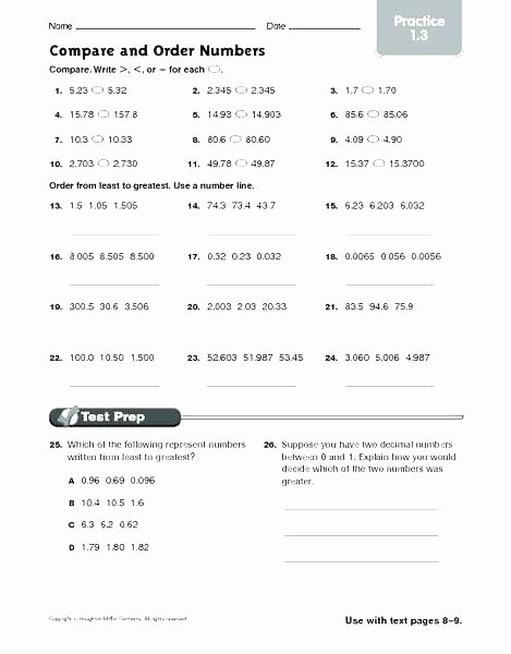 Comparing 2 Digit Numbers Worksheets Paring Numbers Worksheets Grade 2 and ordering Worksh the