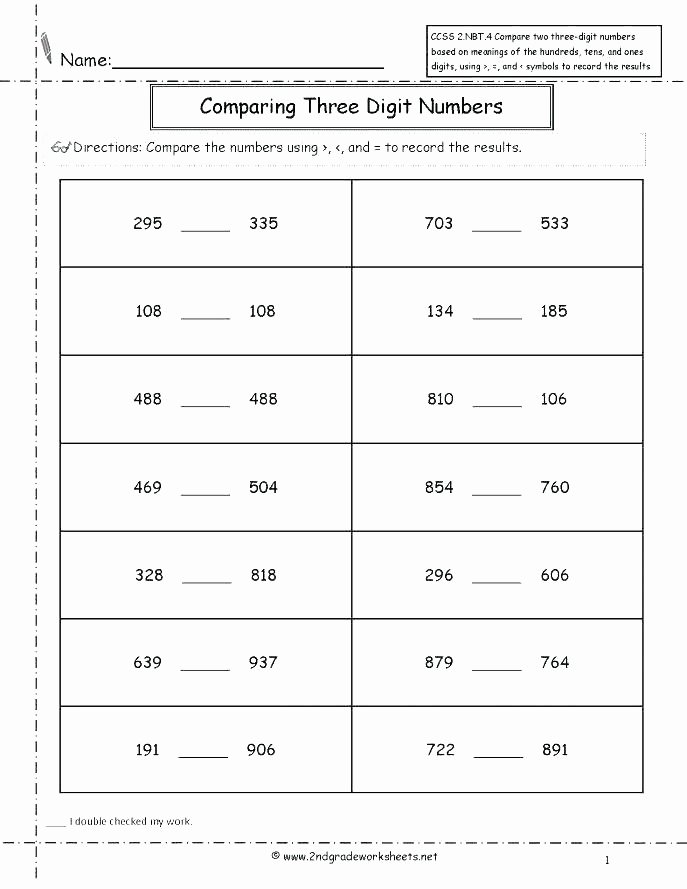 Comparing 2 Digit Numbers Worksheets Paring Numbers Worksheets Grade 2