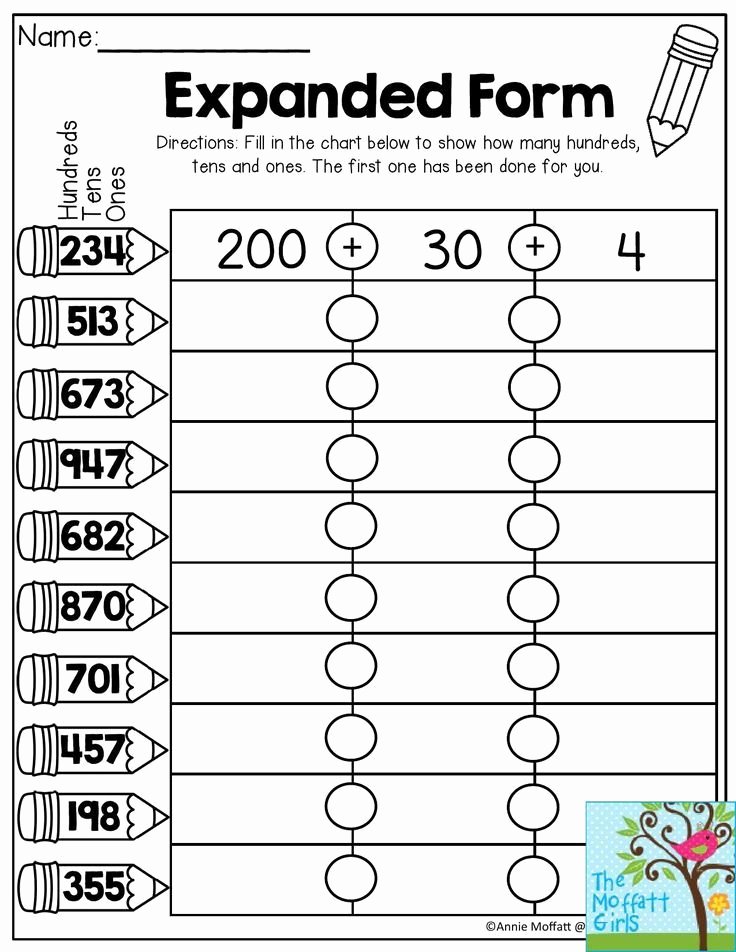 Comparing Numbers Worksheets 2nd Grade Expanded form Fill In the Chart to Show How Many Hundreds