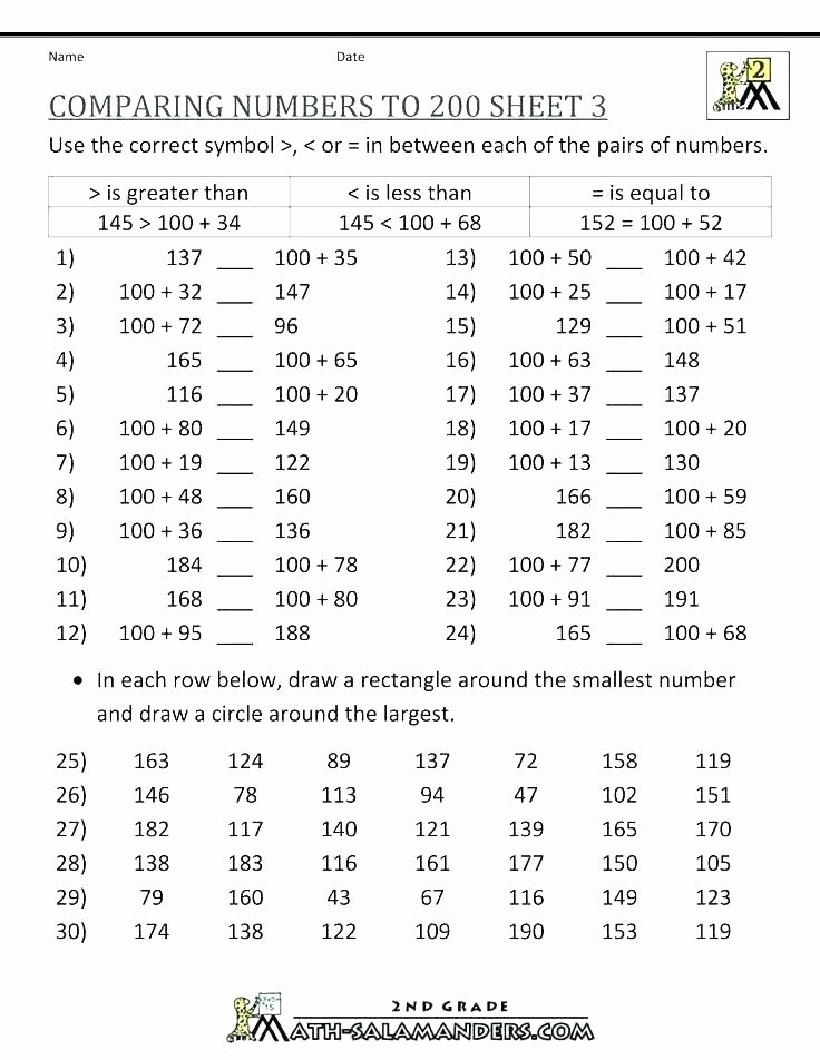 Comparing Numbers Worksheets 2nd Grade Paring Numbers 1 Digit Paring Numbers Worksheet