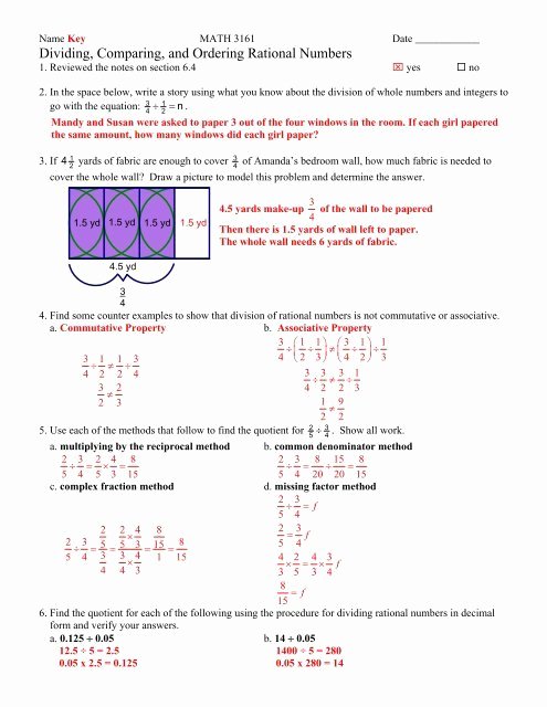 Compatible Numbers In Division Worksheets Dividing Paring and ordering Rational Numbers Worksheet