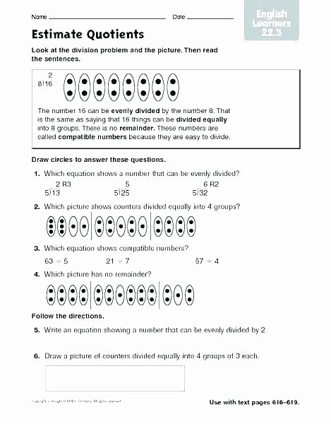 Compatible Numbers In Division Worksheets Mon Core Math Worksheets Estimation Download them and Try