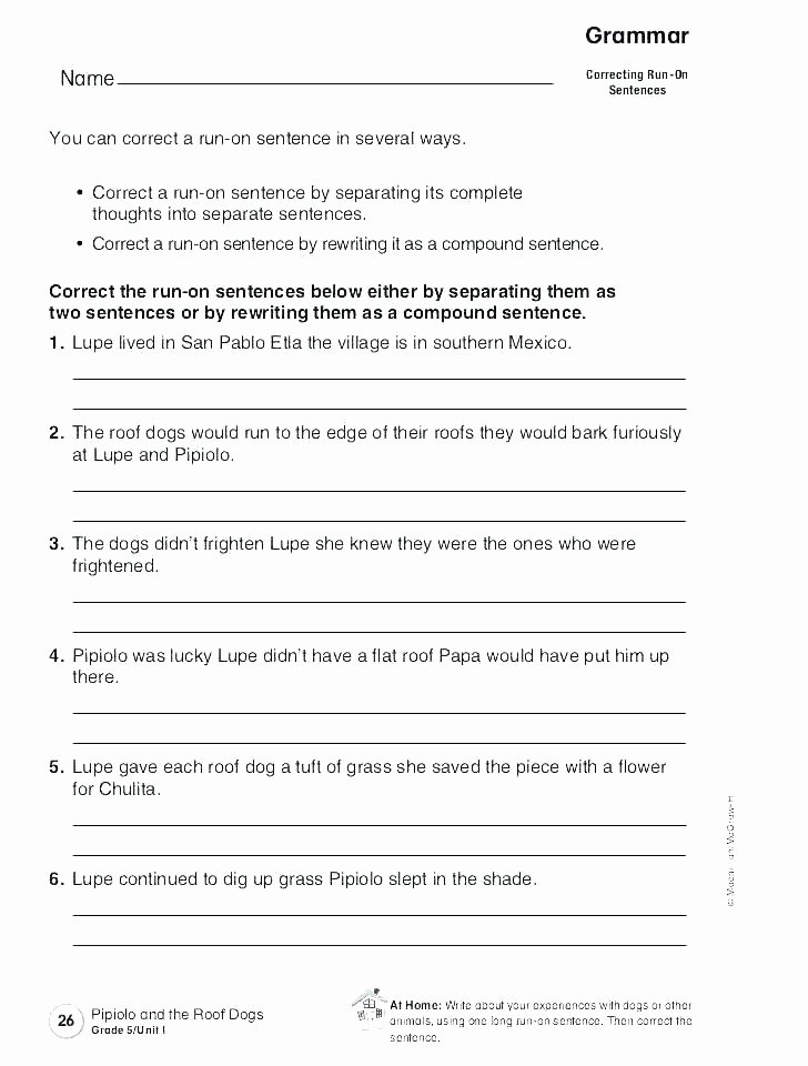 Complete and Incomplete Sentence Worksheets Correct the Sentence Capitalization and Punctuation