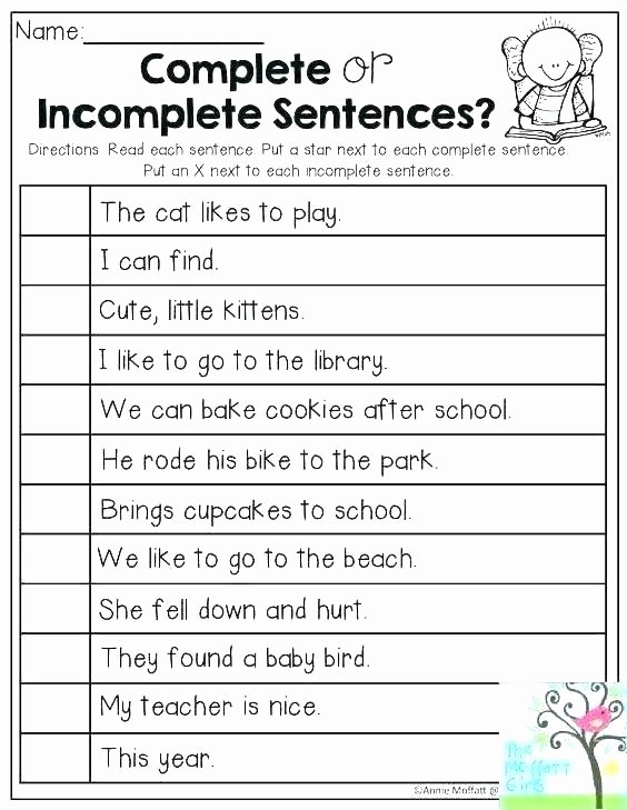 Complete and Incomplete Sentence Worksheets Fragment Worksheets Sentence and Sentence Fragments