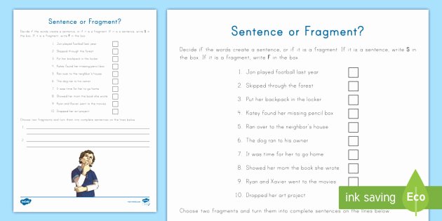 Complete Predicate Worksheets Sentence or Fragment Worksheet Worksheet Sentence