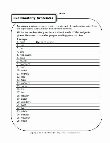 Complete Sentence Worksheet 3rd Grade Writing Plete Sentences Worksheets Exclamatory Sentence