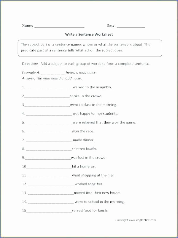 Complete Sentence Worksheets 4th Grade Writing Plete Sentences Worksheets Exclamatory Sentence