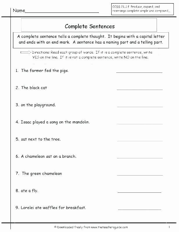 Complete Sentences Worksheet 1st Grade Sentence Writing Worksheets for First Grade – Katyphotoart