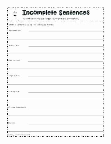 Complete Sentences Worksheet 1st Grade Writing Sentences Worksheets