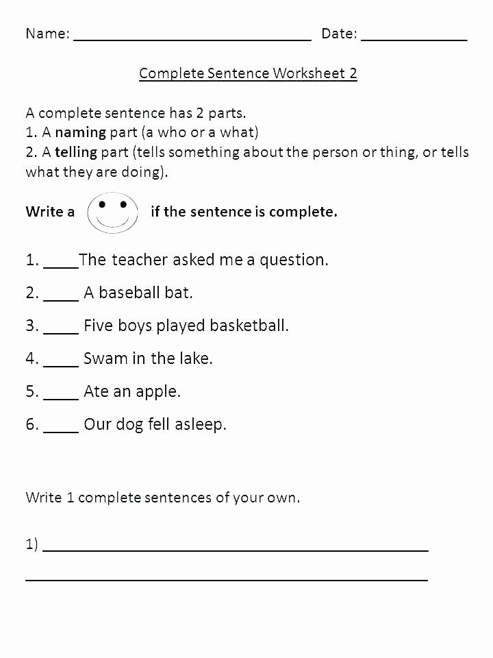 Complete Sentences Worksheet 4th Grade Writing Plete Sentences Worksheets 4th Grade