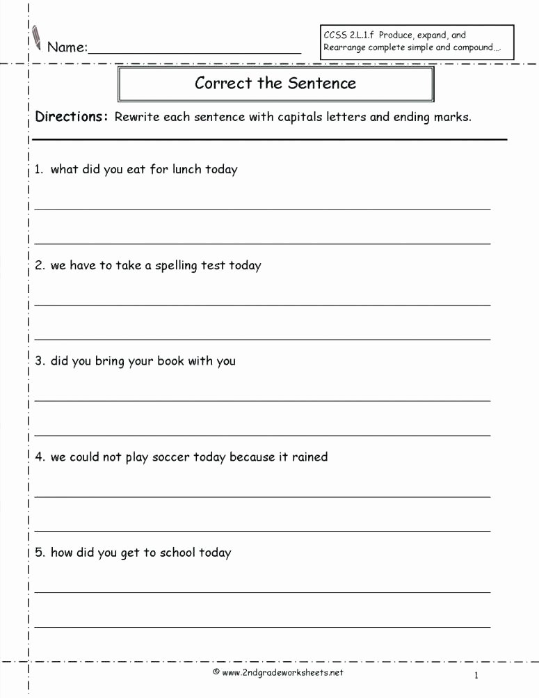 Complete Sentences Worksheets 2nd Grade Writing Sentences Worksheets for 1st Grade Writing Number