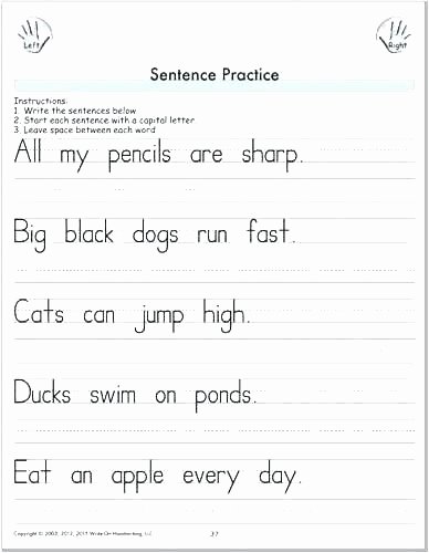 Complete Sentences Worksheets 3rd Grade Practice Writing Worksheets for 1st Grade Third Language