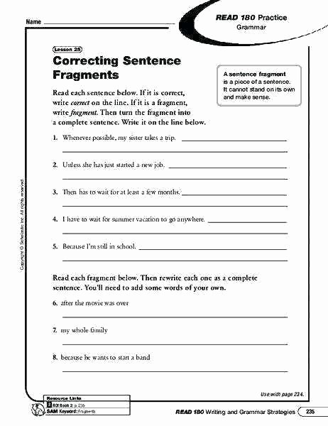 Complete Sentences Worksheets 4th Grade Number Sentence Worksheets 4th Grade Third Editing