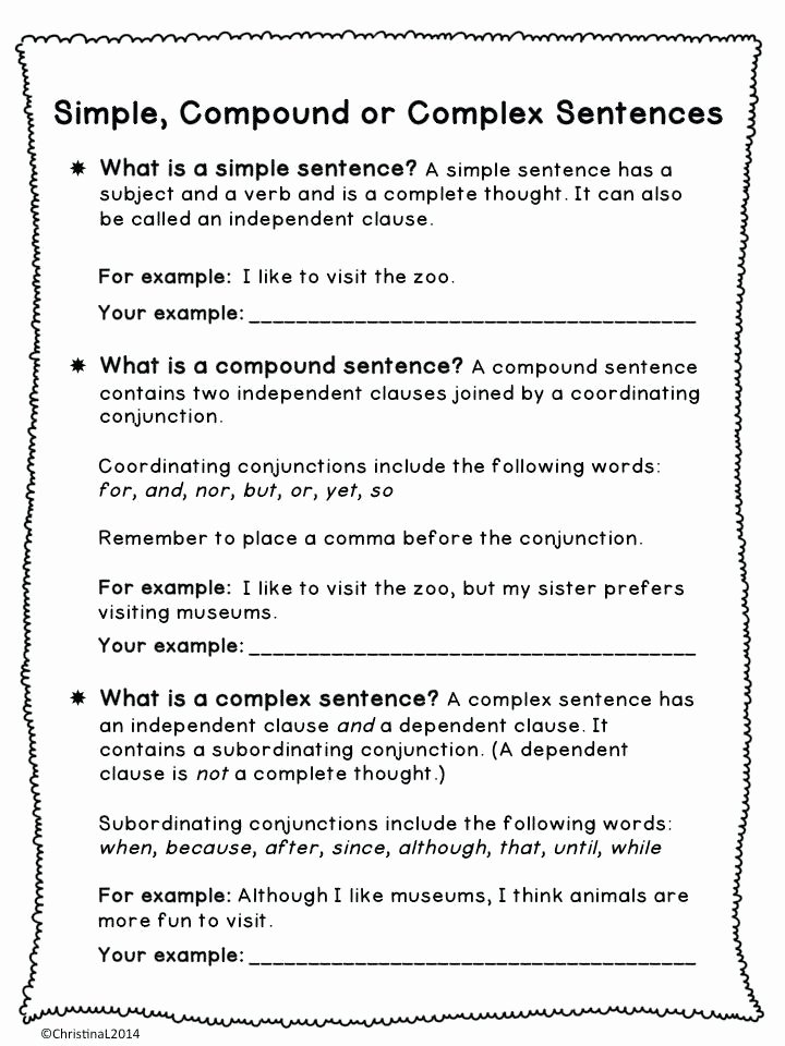 Complex Sentence Worksheets 3rd Grade Teaching Resource Worksheet Simple Pound and Plex