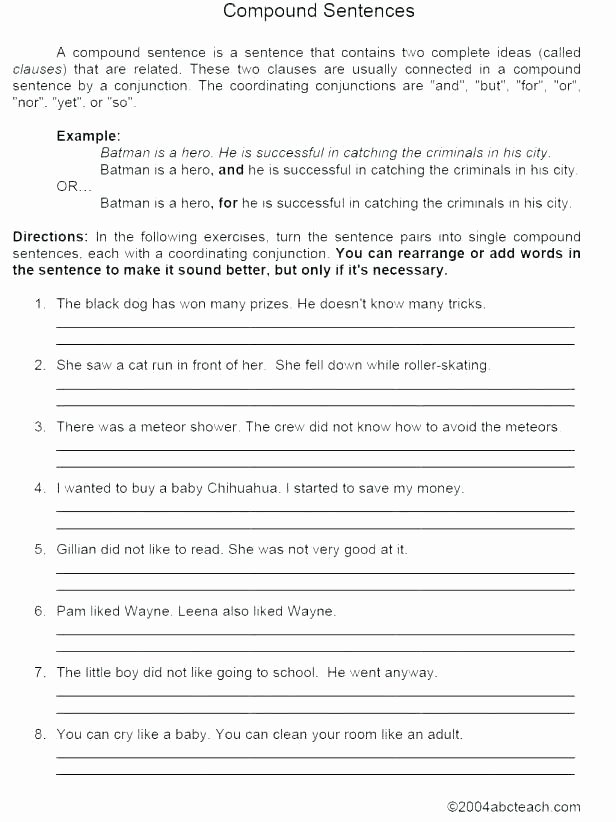 Complex Sentence Worksheets 4th Grade Writing Sentence Structure Worksheets