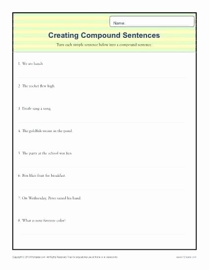 Complex Sentences Worksheets with Answers Simple Sentences to Pound Sentences Worksheets