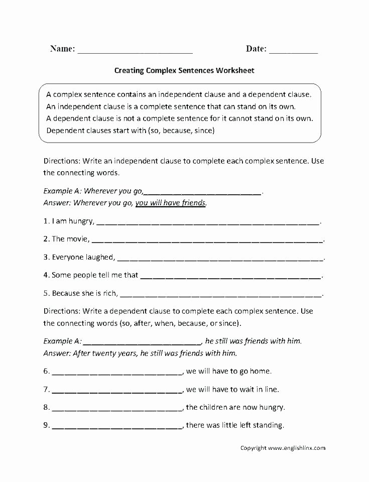 Complex Sentences Worksheets with Answers Simple Sentences to Pound Sentences Worksheets Pound
