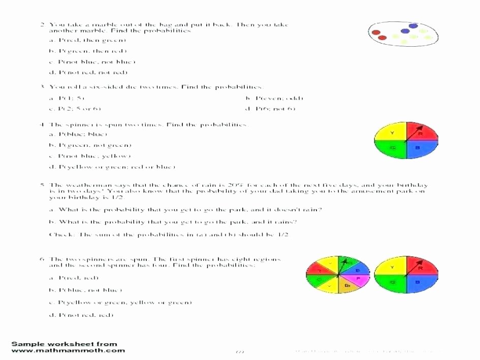 Compound events Worksheets Probability Worksheets for Graders 7 Pound events