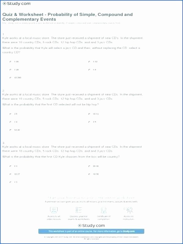 Compound Probability Worksheet Answers Probability Simple events Worksheets Worksheet with