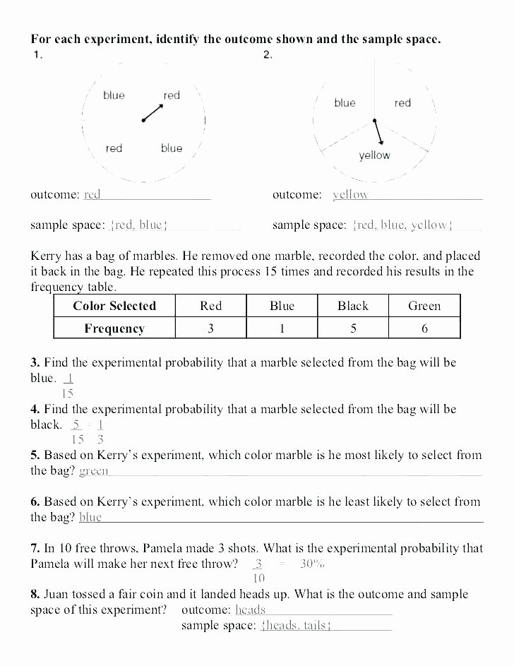 Compound Probability Worksheet Answers Probability Worksheets Grade 8