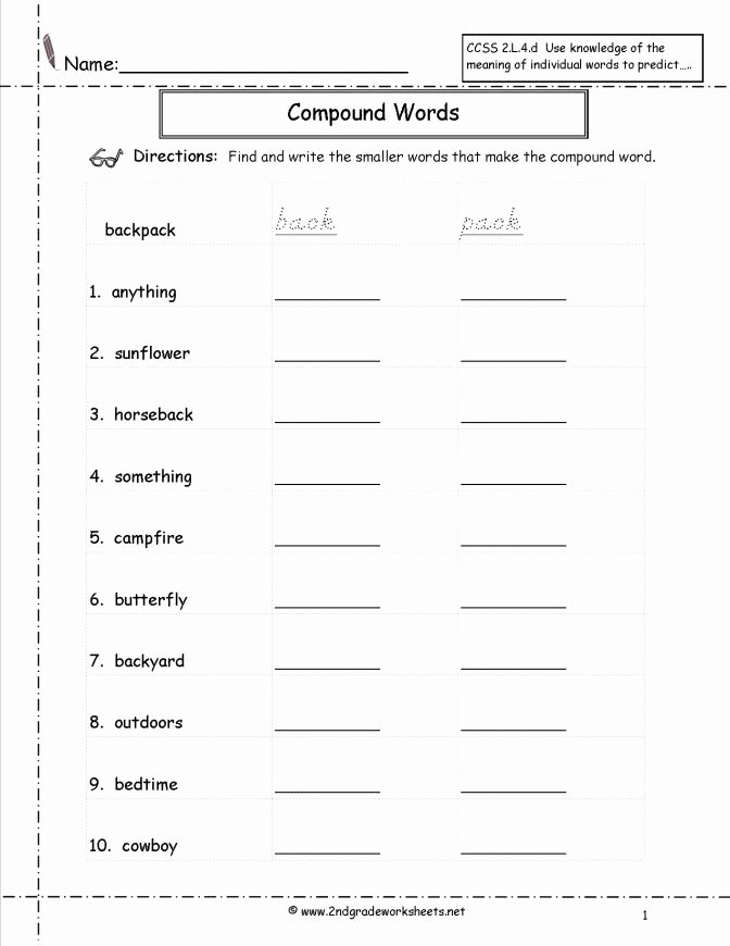 Compound Word Worksheet 2nd Grade Spelling List 2nd Grade Math Multiple Meaning Words
