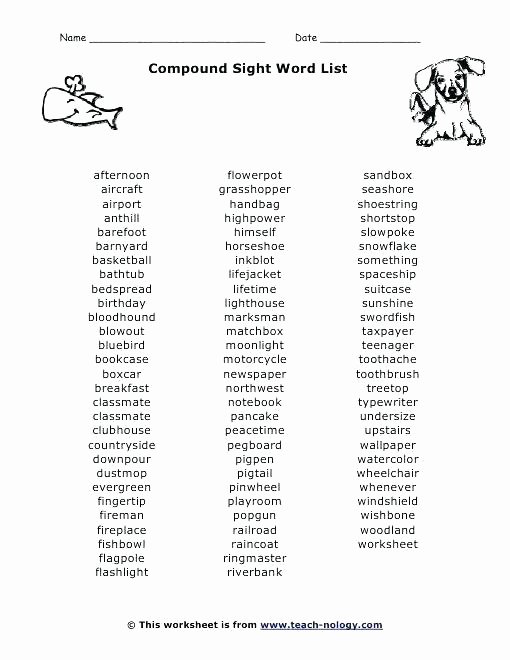 Compound Word Worksheet 2nd Grade Third Grade Sight Words Worksheets Miles Fry 2nd Word