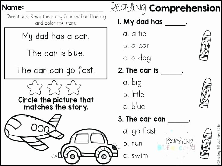 Comprehension Worksheet First Grade Reading Prehension Worksheets for Kindergarten and First