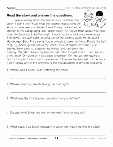 Comprehension Worksheet First Grade Reading Prehension Worksheets Grade Summarizing A