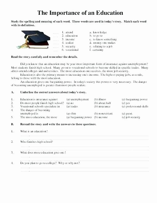 Comprehension Worksheets 6th Grade High School Reading Prehension Worksheets Skills Kids 4