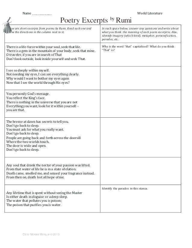 Comprehension Worksheets for Grade 6 Poetry Prehension Worksheets Nonfiction Reading Grade 6