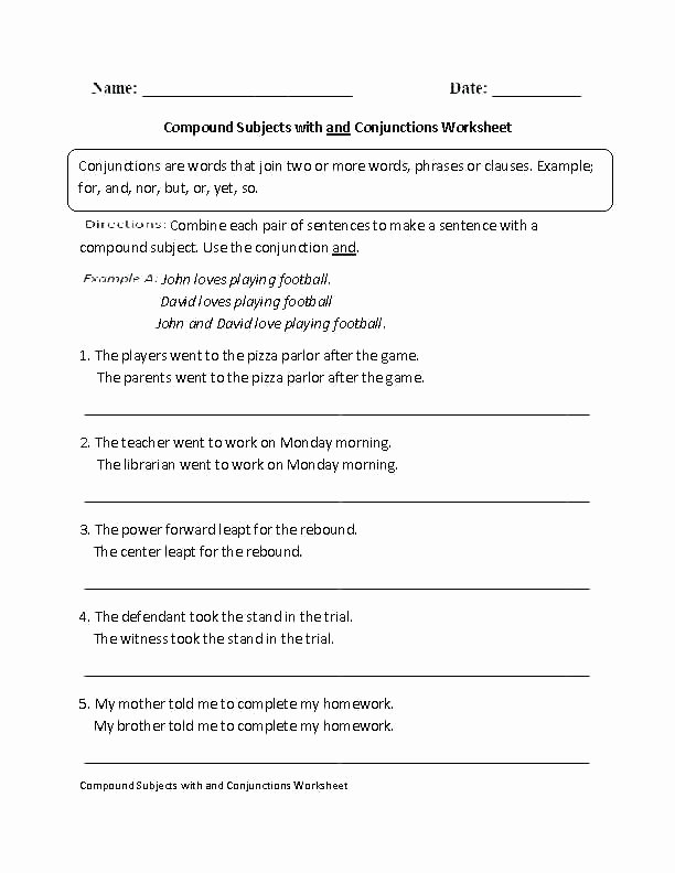 Conjunction Worksheet 3rd Grade Conjunctions Worksheets 5th Grade Bining Sentences with