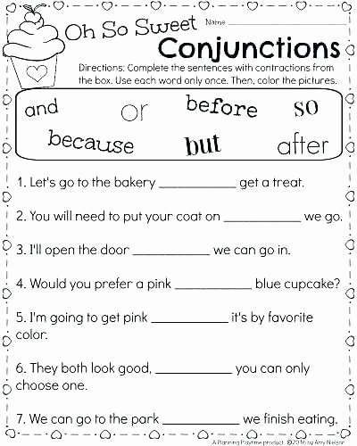 Conjunction Worksheet 3rd Grade Conjunctions Worksheets for Grade 5 with Answers