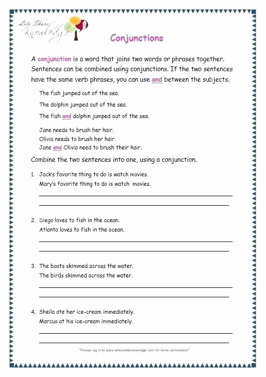 Conjunction Worksheet 3rd Grade Correlative Conjunctions Worksheets with Answers