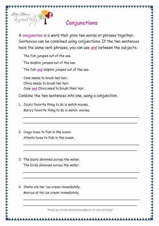 Conjunction Worksheet 5th Grade Grade 3 Grammar topic Conjunctions Worksheets Lets