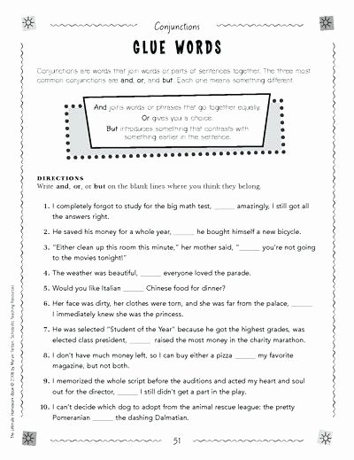 Conjunction Worksheets 6th Grade 6th Grade Language Arts Worksheets